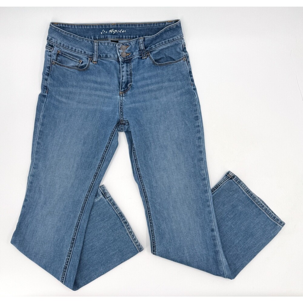 No Hipster Jeans Womens 10 Stretch Flare Denim Mid Rise Double Button Casual Pan